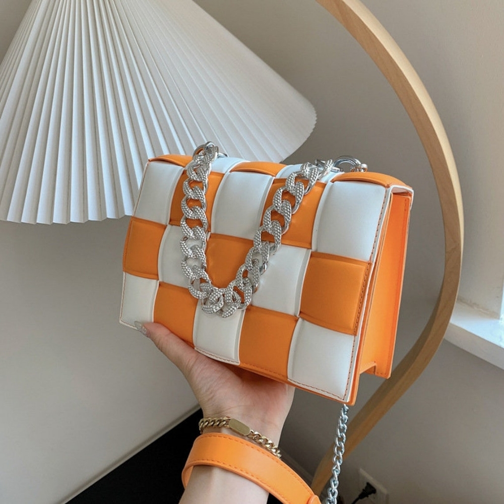 Thick Chain Design Color Blocking Patchwork Woven… - image 2